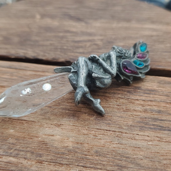 Silver Crystal Fairy Pendant with Teal and Purple Accents P410 - Picture 2 of 6